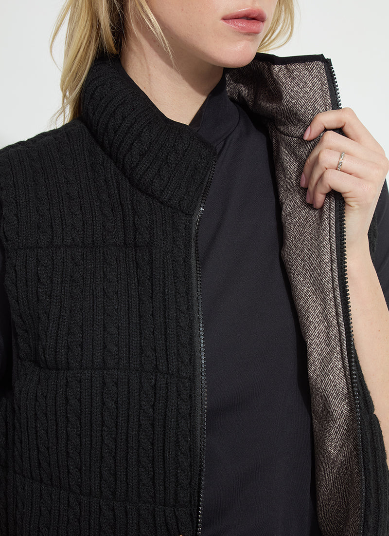Lysse Rowyn Reversible Sleeveless Puffer Vest Donegal Tweed