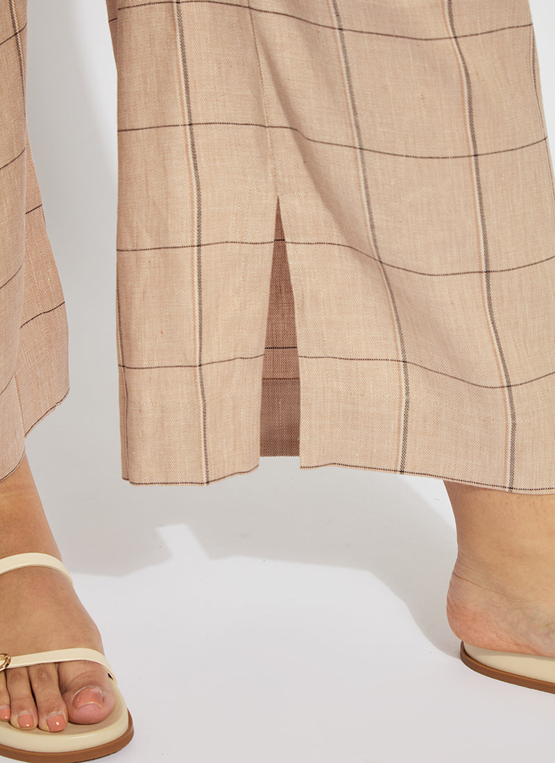 Lysse Nixie Drawstring Linen Wide Leg Pant Curvy (27" Inseam) Isla Check