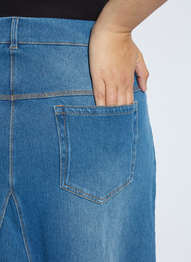 Lysse Bella Denim Skirt Curvy Mid Wash