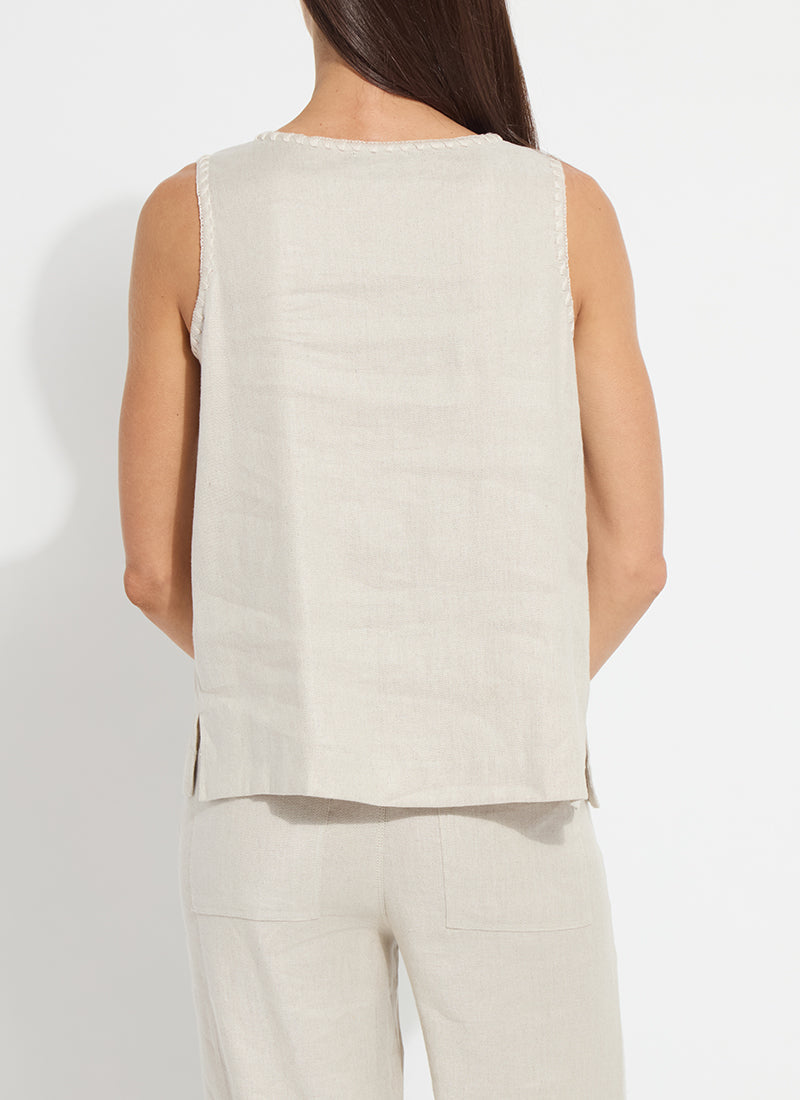 Lysse Gabriela Embroidered Linen Top Flax Linen