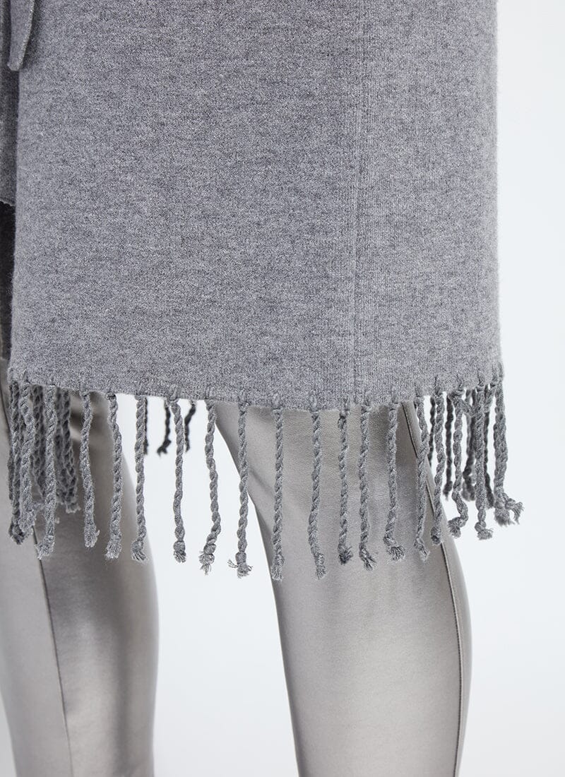 Lysse Juliette Fringed Sweater Coat Grey Melange/Light Pewter