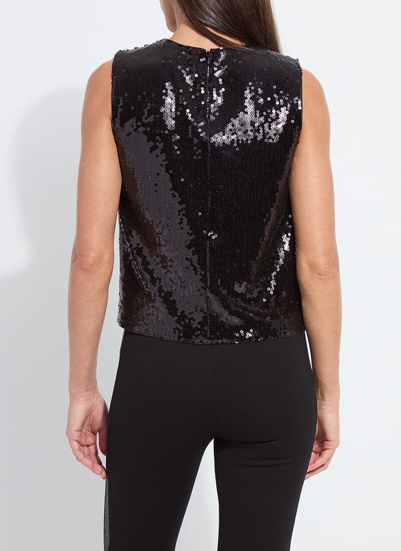 Lysse Adaline Stretch Sequin Shell Black Sequin