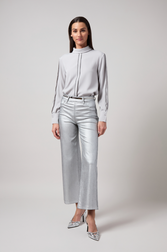 Lysse Lizandra Reversed Collar Blouse Pearl Grey