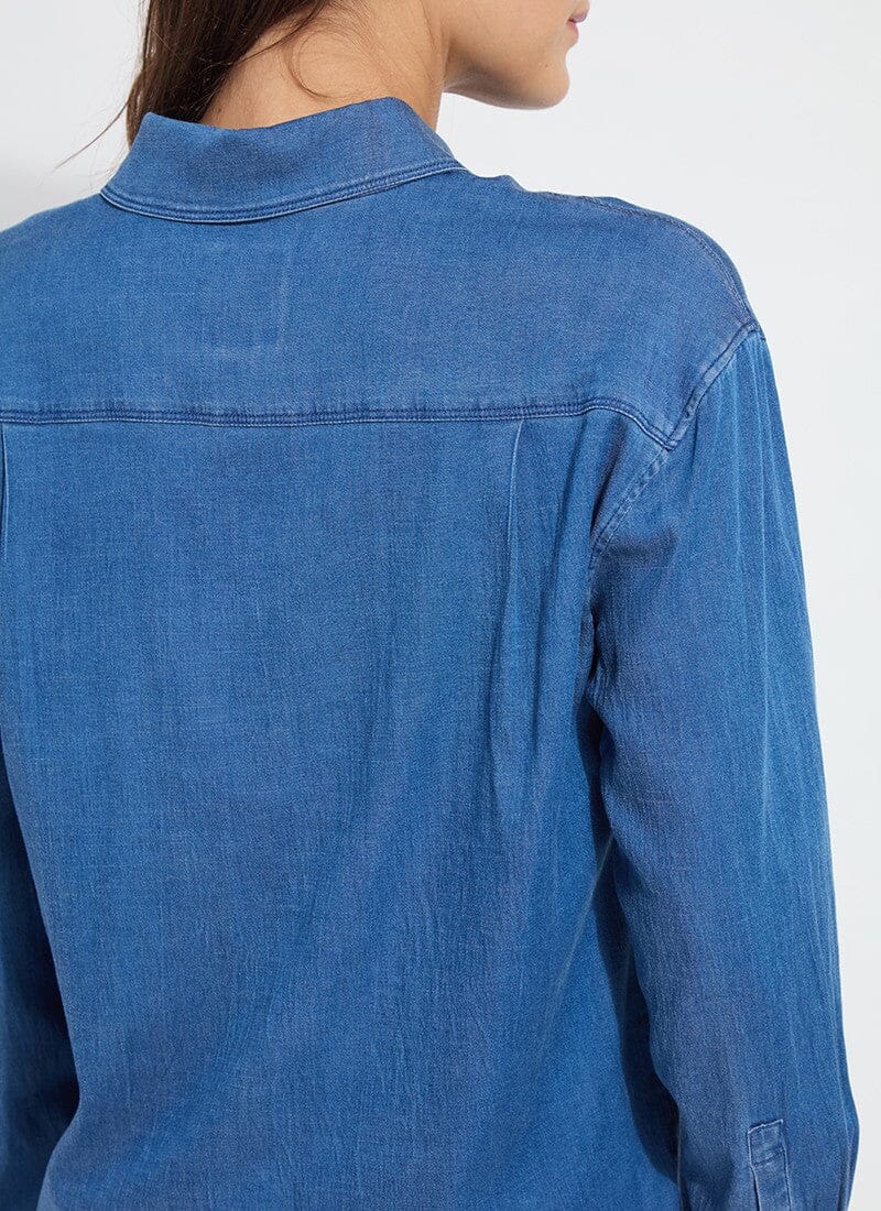 Lysse Bay Crop Chambray Shirt Mid Wash