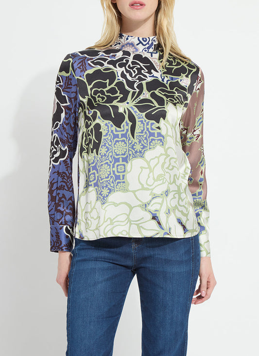 Lysse Seraphina Mock Neck Blouse Antique Garden