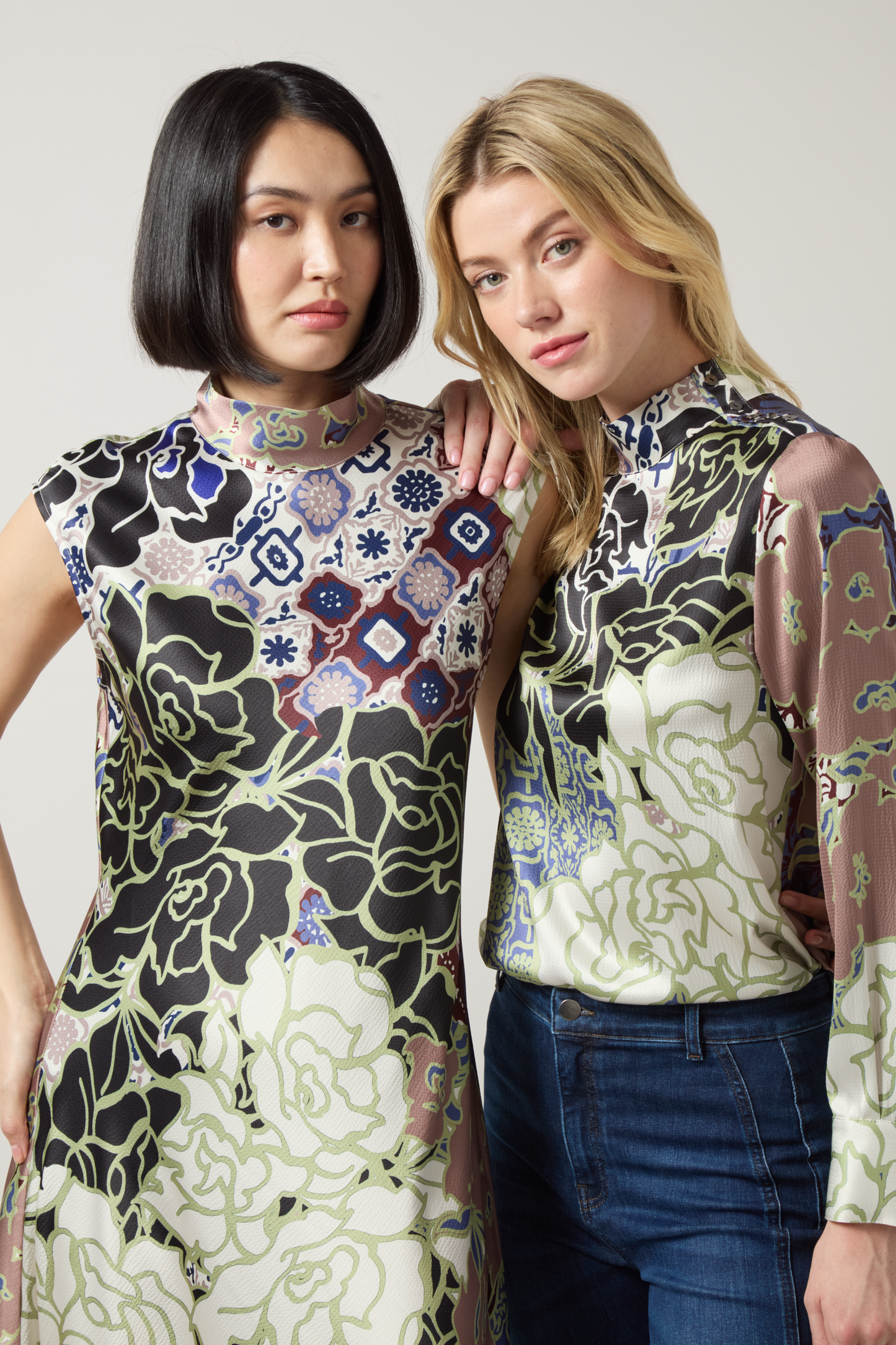Lysse Seraphina Mock Neck Blouse Antique Garden