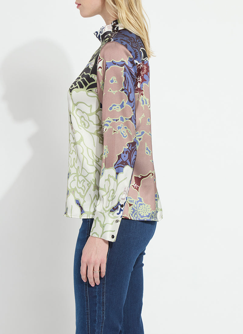 Lysse Seraphina Mock Neck Blouse Antique Garden