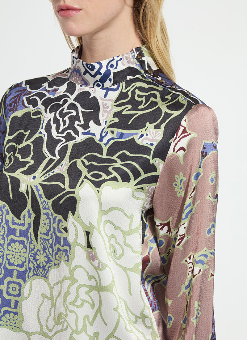 Lysse Seraphina Mock Neck Blouse Antique Garden