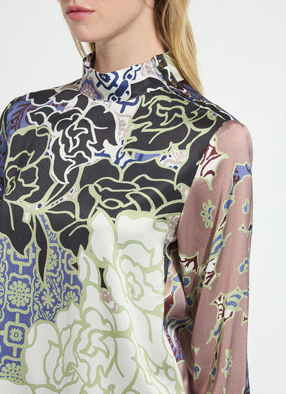 Lysse Seraphina Mock Neck Blouse Antique Garden