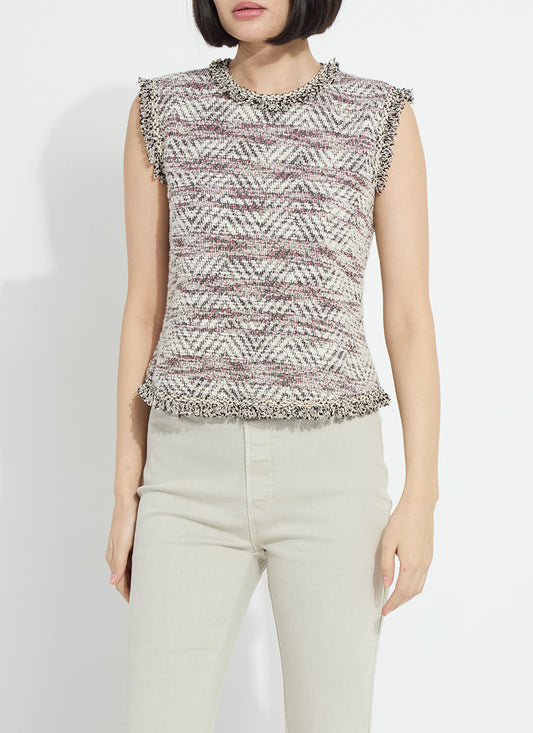 Lysse Cleo Sleeveless Tweed Shell Willow Weave Tweed