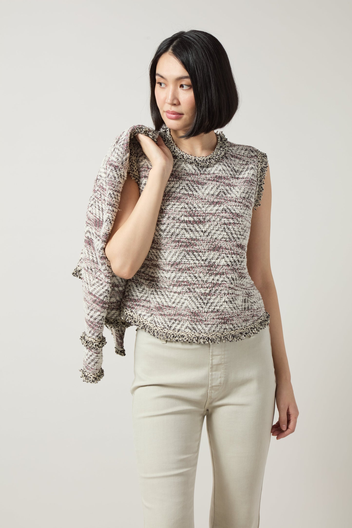 Lysse Cleo Sleeveless Tweed Shell Willow Weave Tweed