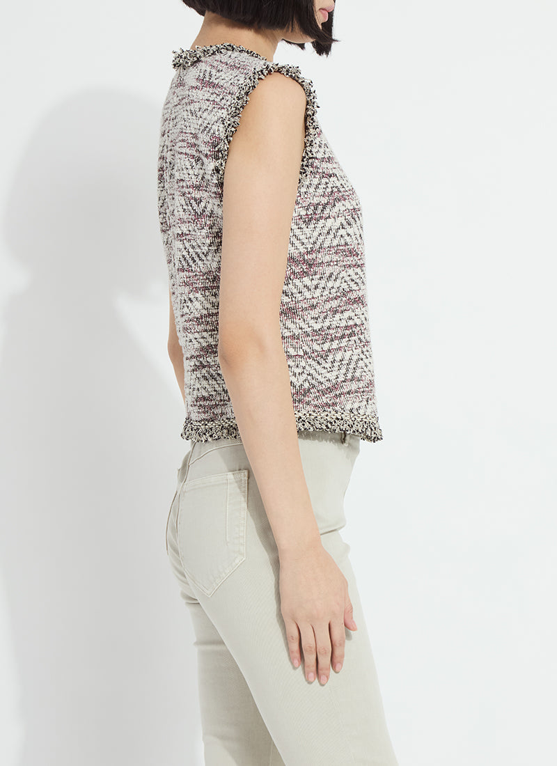 Lysse Cleo Sleeveless Tweed Shell Willow Weave Tweed
