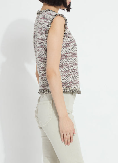 Lysse Cleo Sleeveless Tweed Shell Willow Weave Tweed