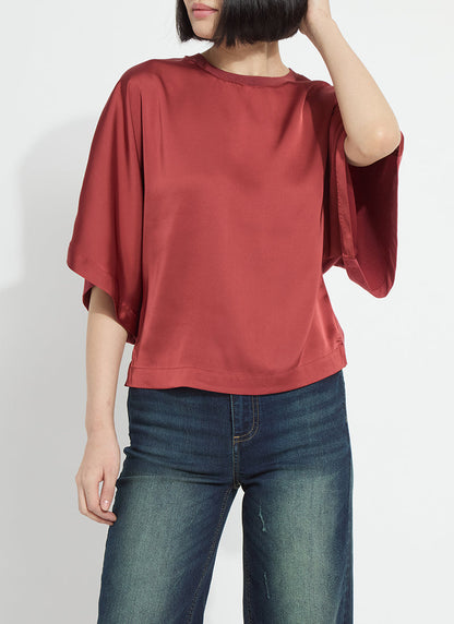 Lysse Ginger Mix-Media Dolman Tee Copper Blush