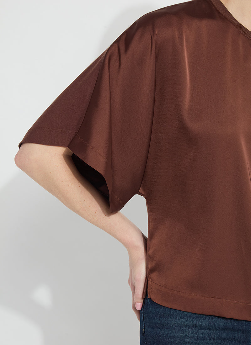 Lysse Ginger Mix-Media Dolman Tee Copper Blush