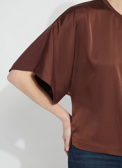 Lysse Ginger Mix-Media Dolman Tee Copper Blush