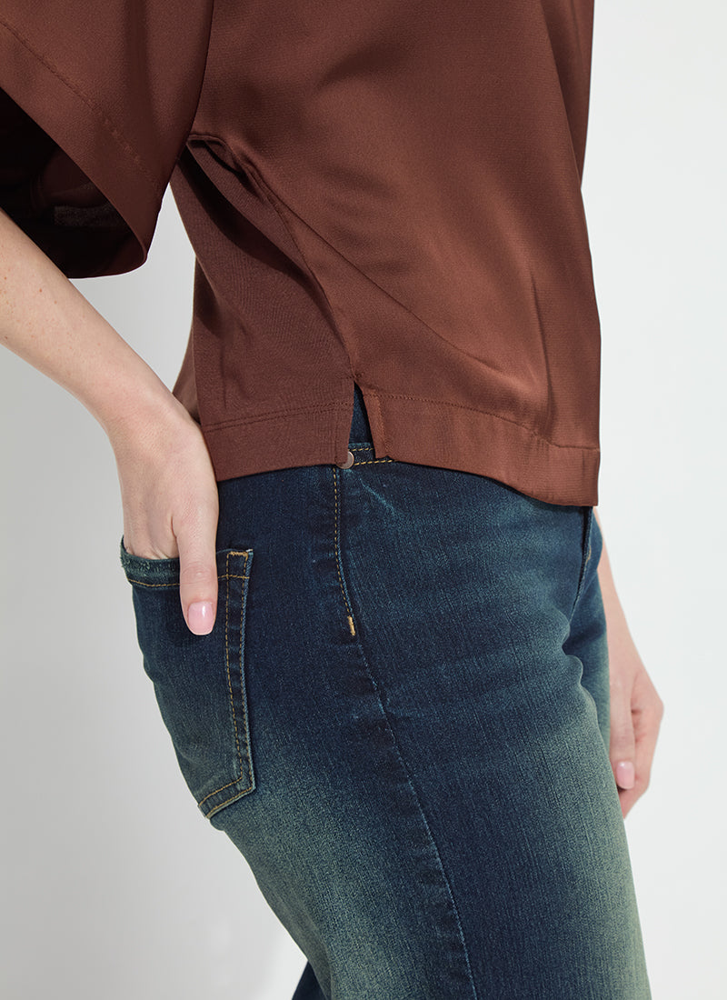 Lysse Ginger Mix-Media Dolman Tee Copper Blush