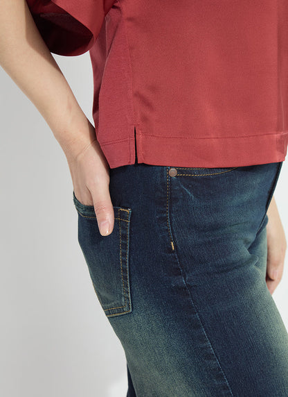 Lysse Ginger Mix-Media Dolman Tee Copper Blush