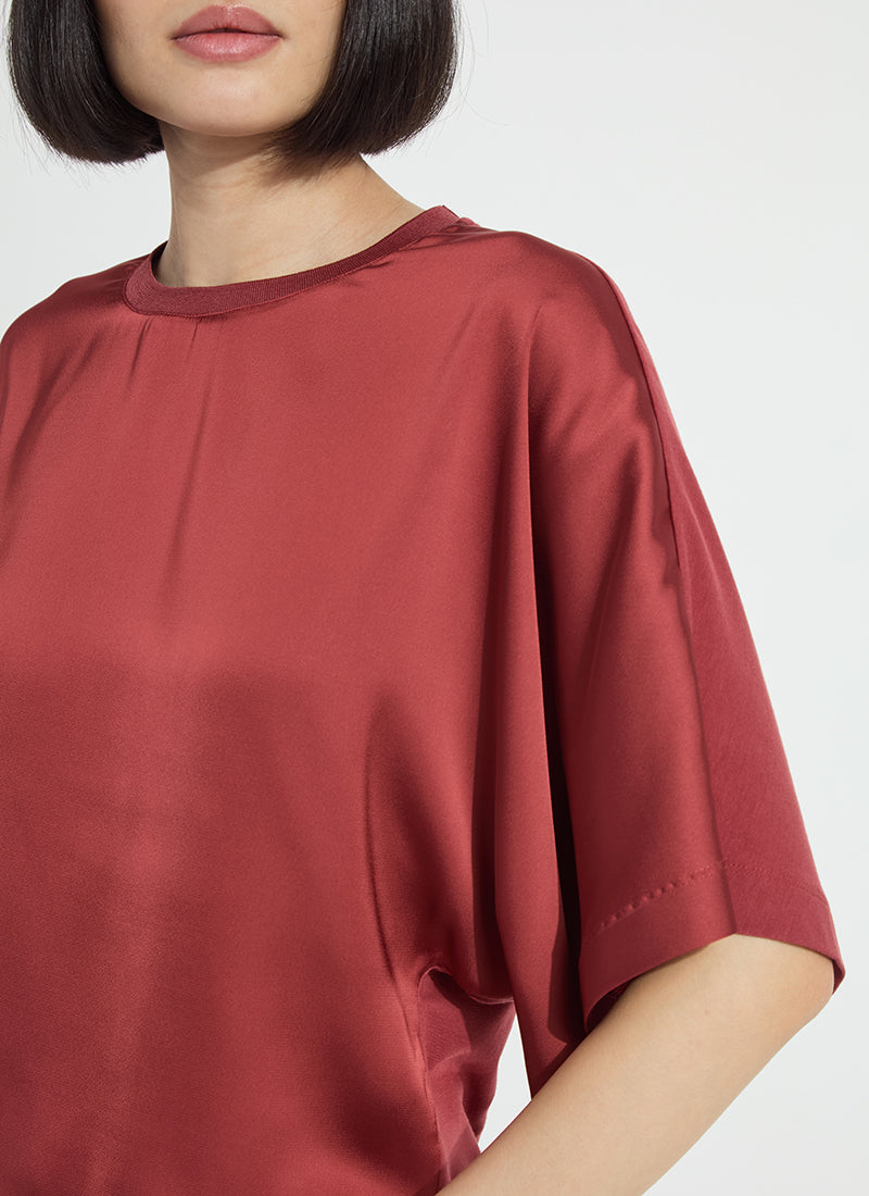 Lysse Ginger Mix-Media Dolman Tee Copper Blush