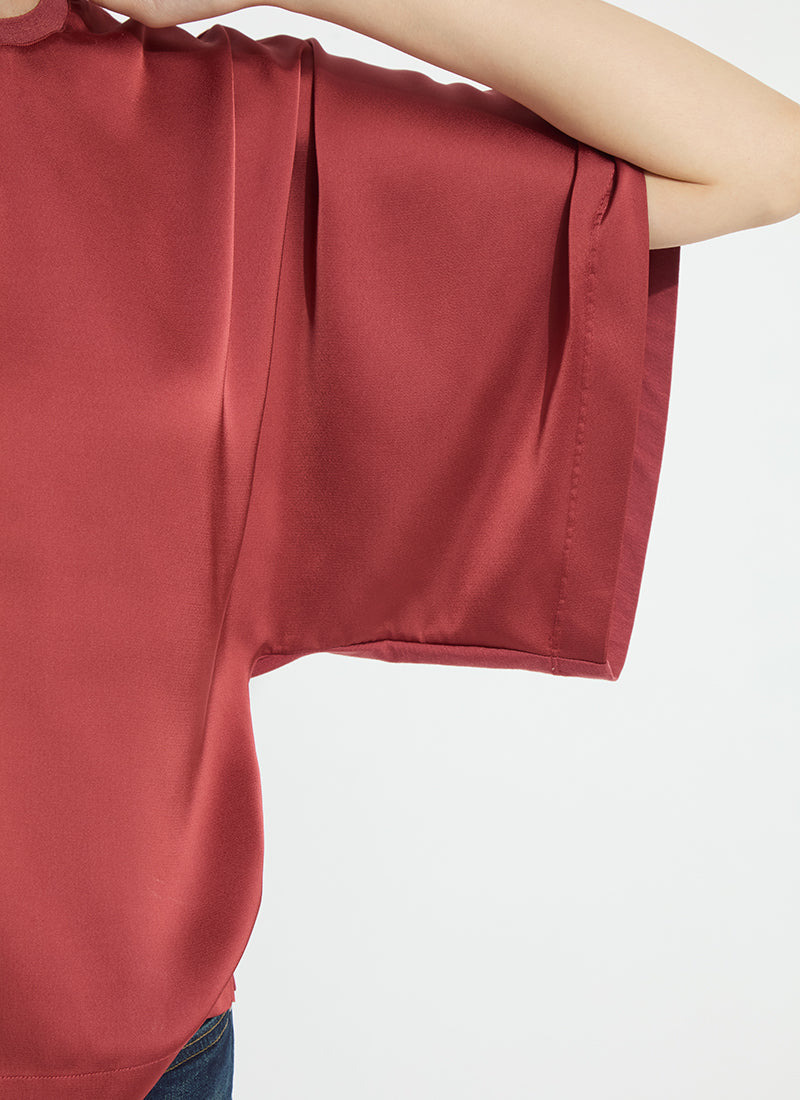 Lysse Ginger Mix-Media Dolman Tee Copper Blush