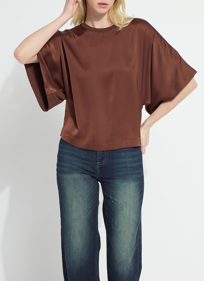 Lysse Ginger Mix-Media Dolman Tee Copper Blush