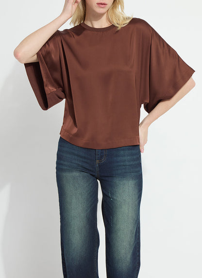 Lysse Ginger Mix-Media Dolman Tee Copper Blush