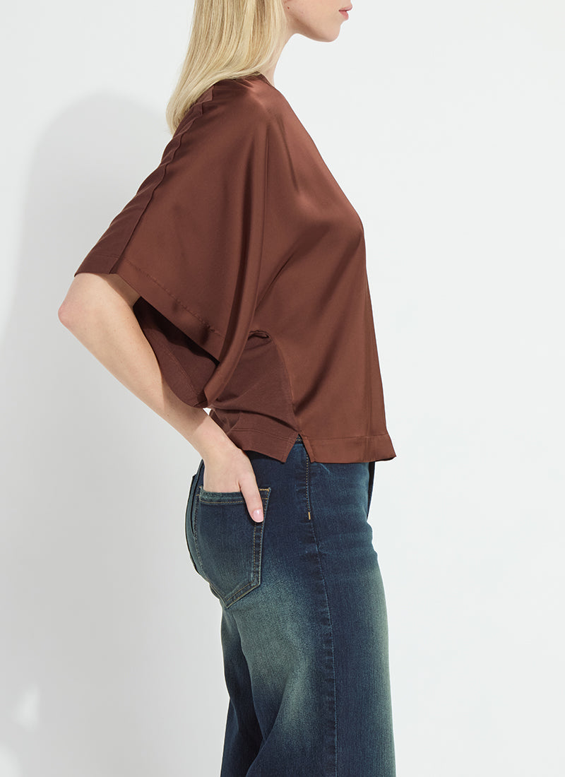 Lysse Ginger Mix-Media Dolman Tee Copper Blush