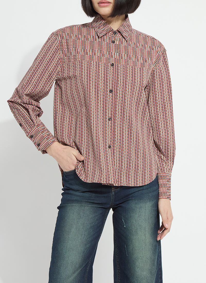 Lysse Marjorie Placed Print Button Up Shirt Transeasonal Crossover