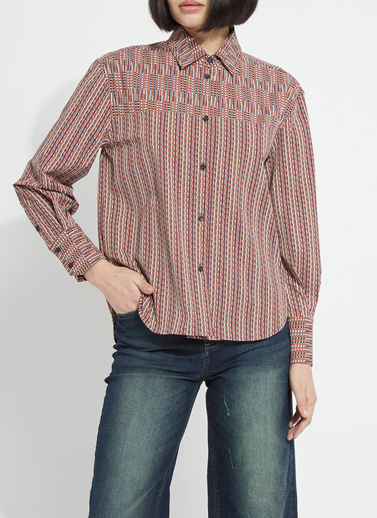 Lysse Marjorie Placed Print Button Up Shirt Transeasonal Crossover