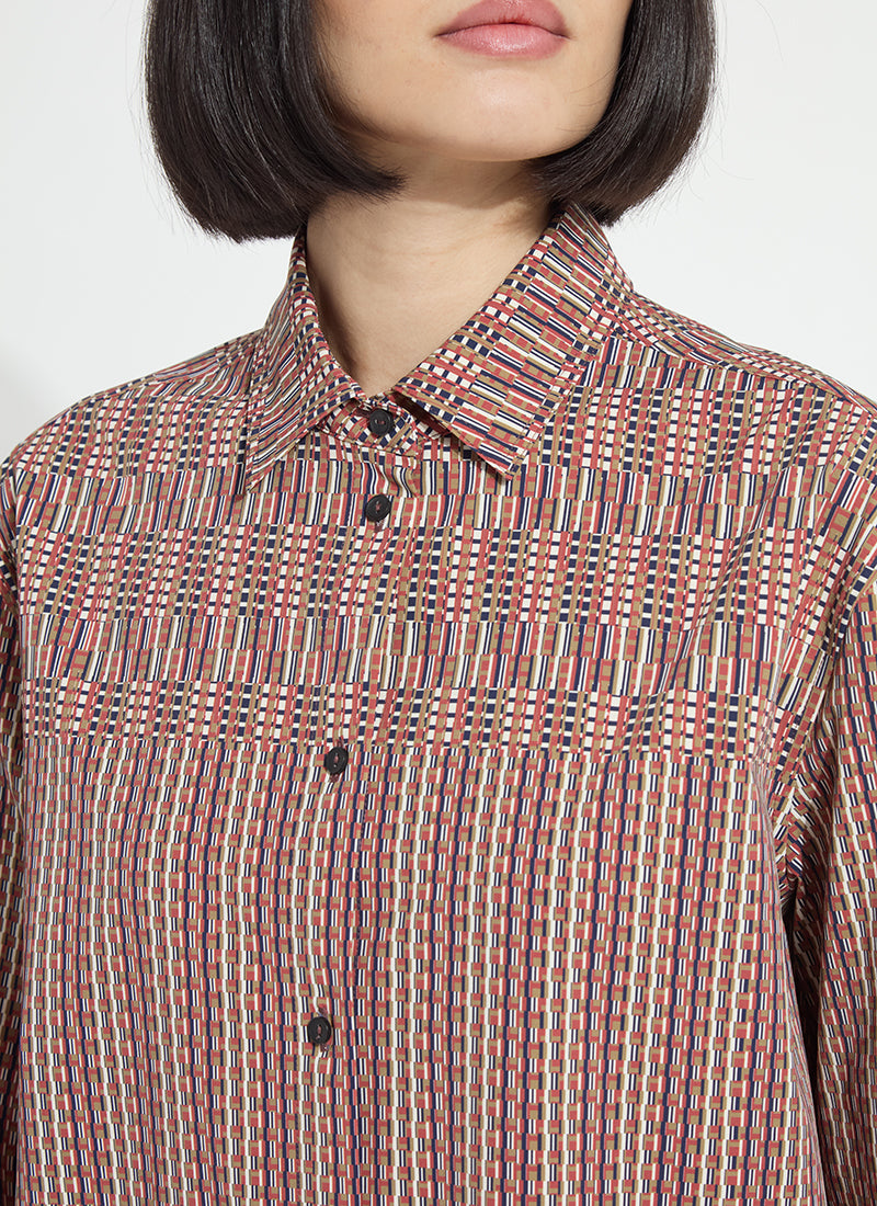 Lysse Marjorie Placed Print Button Up Shirt Transeasonal Crossover
