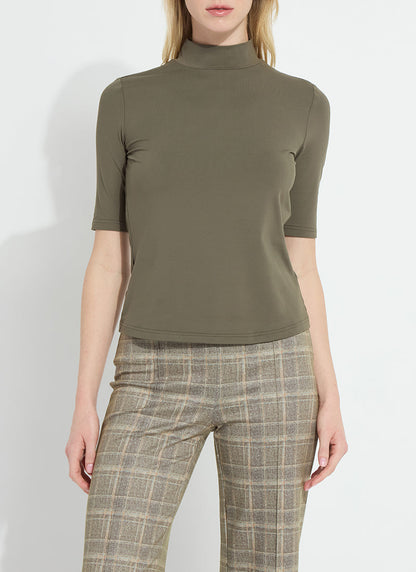 Lysse Clara Mockneck Elbow Sleeve Top Mosswood