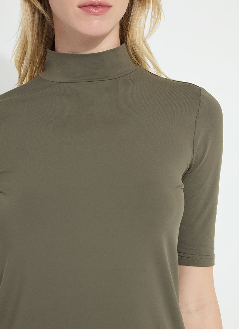 Lysse Clara Mockneck Elbow Sleeve Top Mosswood