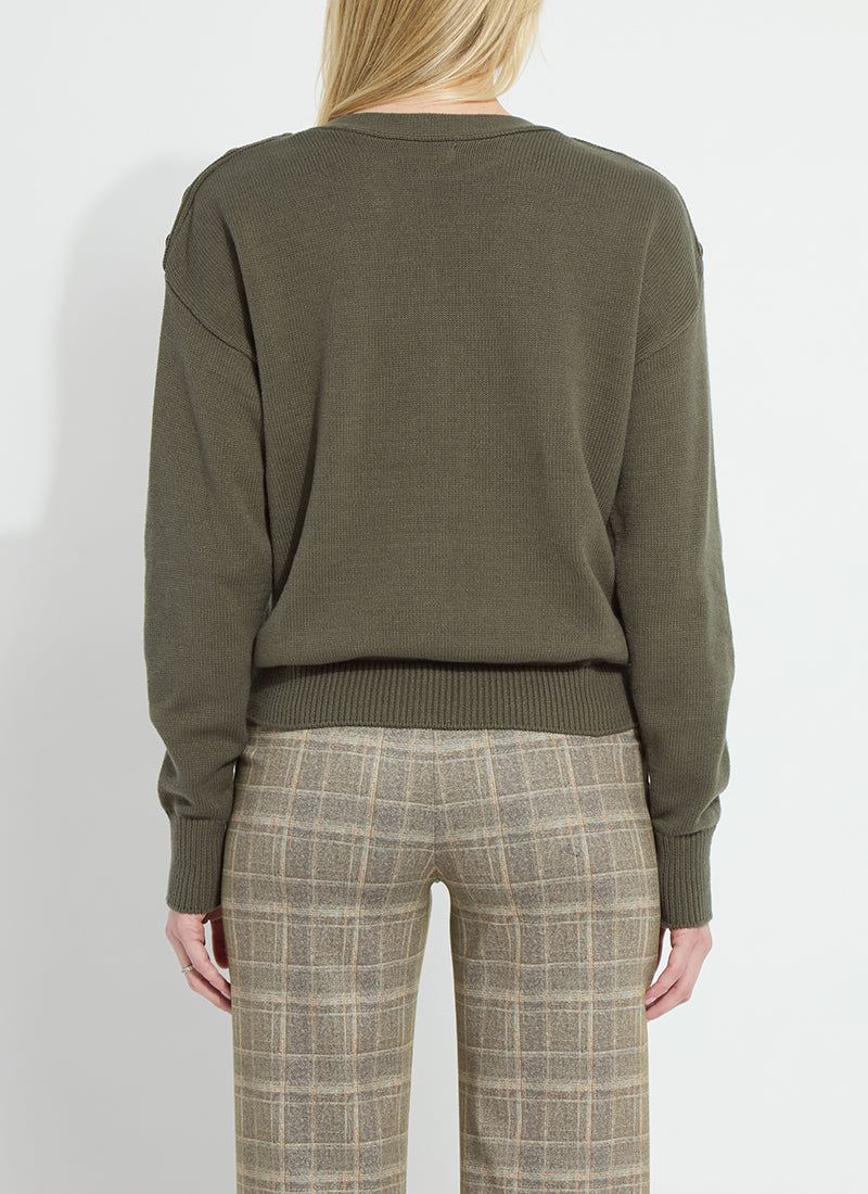 Lysse Adelaide Button Trim Pullover Sweater Mosswood