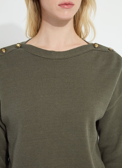 Lysse Adelaide Button Trim Pullover Sweater Mosswood