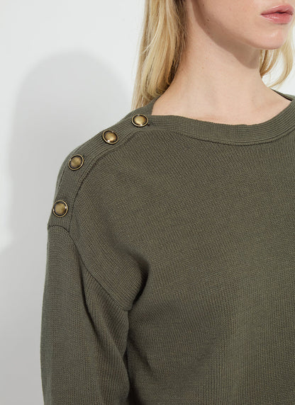 Lysse Adelaide Button Trim Pullover Sweater Mosswood