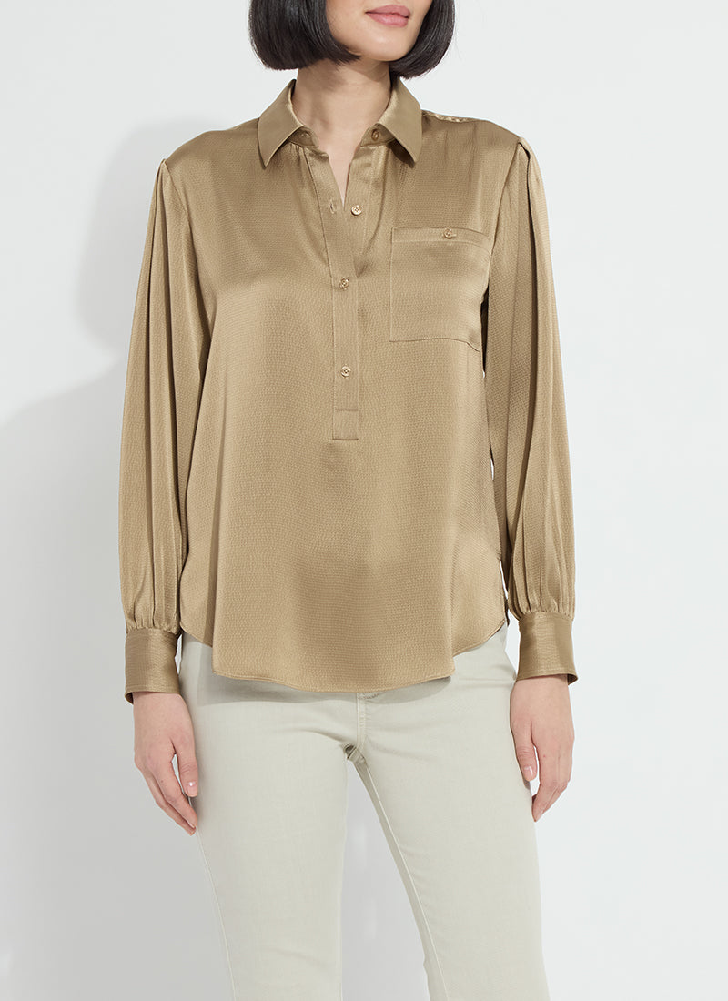 Lysse Mabel Collared Popover Shirt Golden Olive