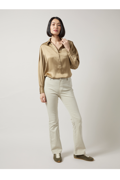 Lysse Mabel Collared Popover Shirt Golden Olive