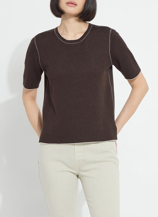 Lysse Odessa Reversible Knit Short Sleeve Tee Refined Taupe/Double Espresso