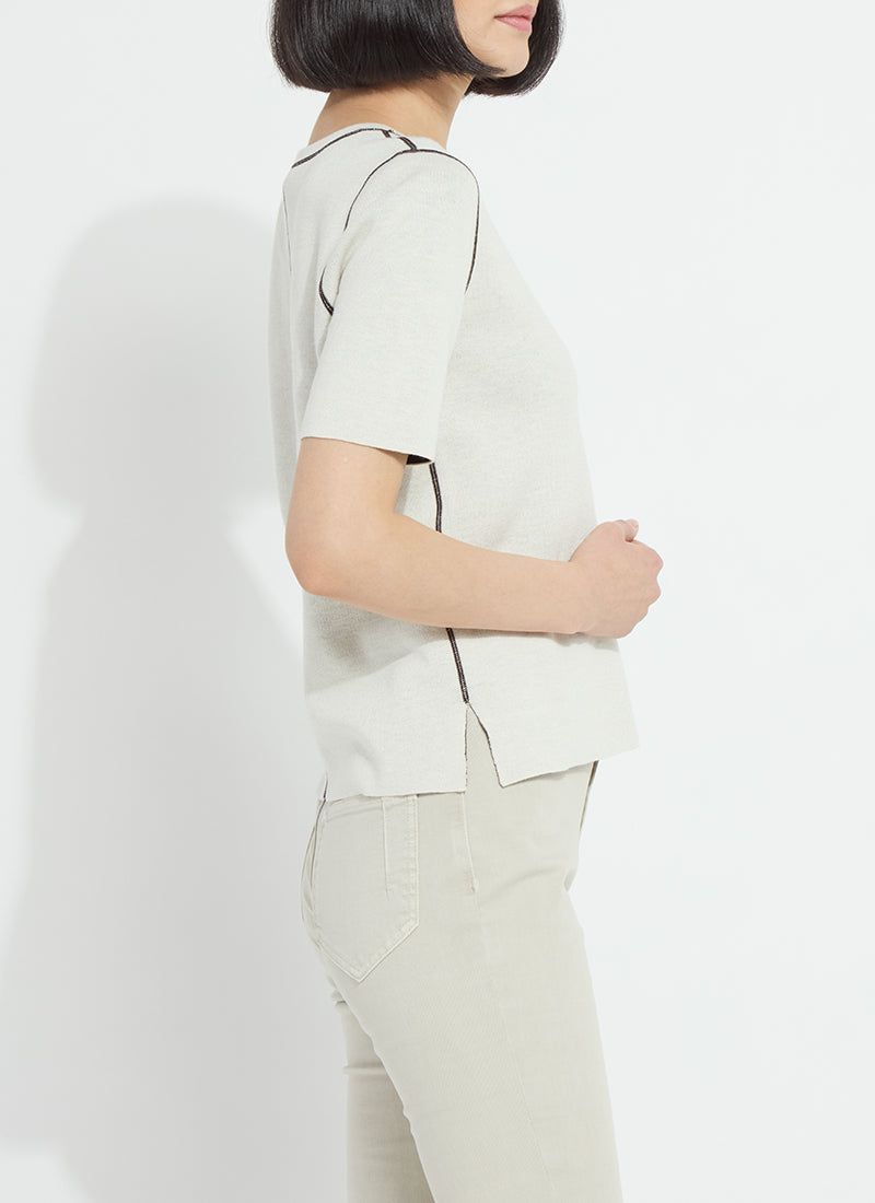 Lysse Odessa Reversible Knit Short Sleeve Tee Refined Taupe/Double Espresso