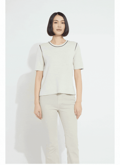 Lysse Odessa Reversible Knit Short Sleeve Tee Refined Taupe/Double Espresso