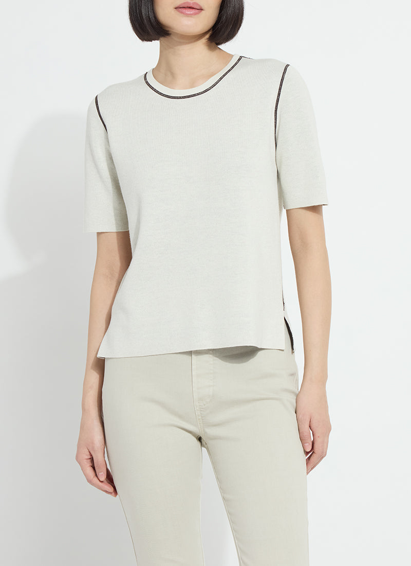 Lysse Odessa Reversible Knit Short Sleeve Tee Refined Taupe/Double Espresso