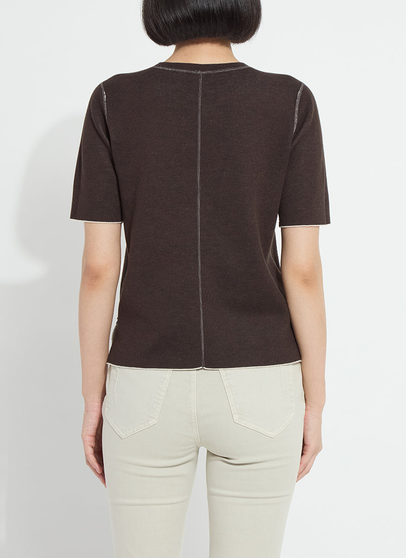 Lysse Odessa Reversible Knit Short Sleeve Tee Refined Taupe/Double Espresso