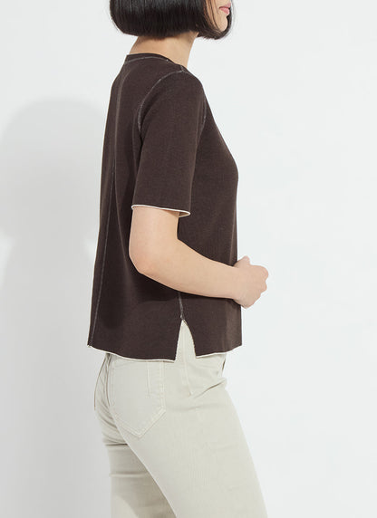 Lysse Odessa Reversible Knit Short Sleeve Tee Refined Taupe/Double Espresso