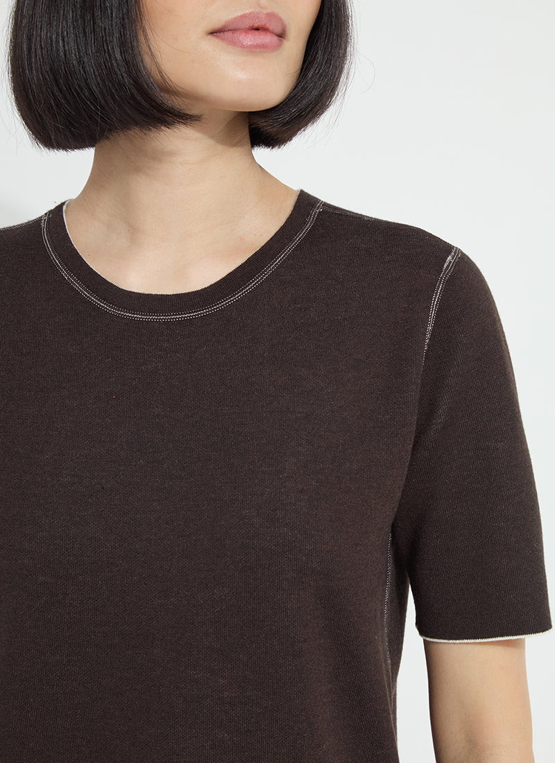 Lysse Odessa Reversible Knit Short Sleeve Tee Refined Taupe/Double Espresso