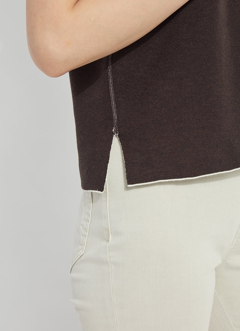 Lysse Odessa Reversible Knit Short Sleeve Tee Refined Taupe/Double Espresso