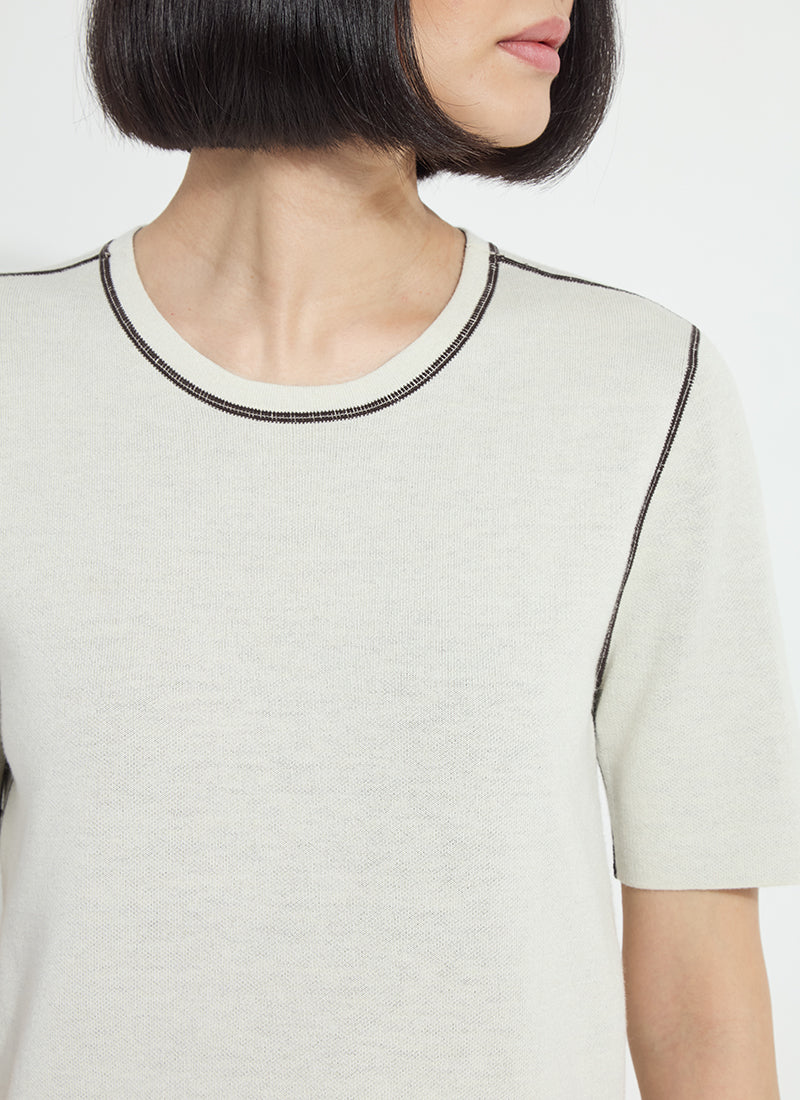 Lysse Odessa Reversible Knit Short Sleeve Tee Refined Taupe/Double Espresso