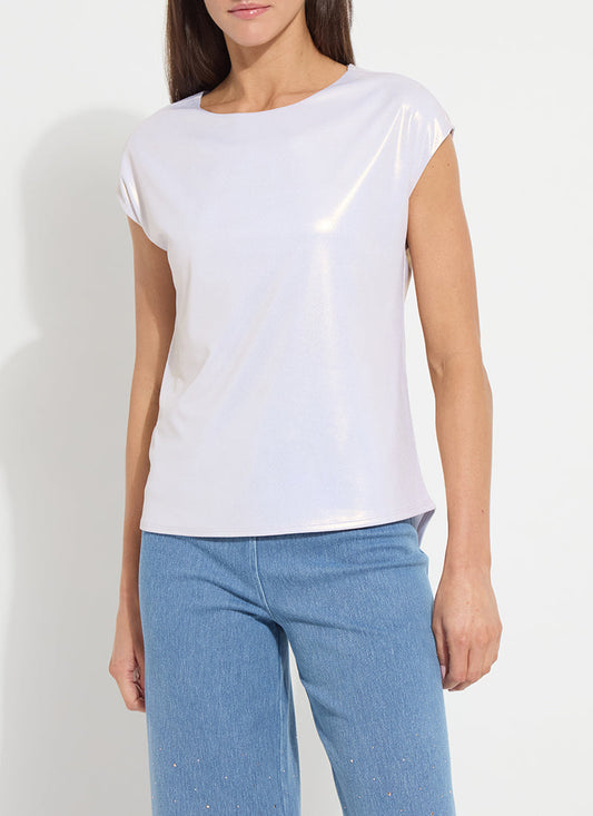 Lysse Lyssentials Metallic Jersey Top White Gold