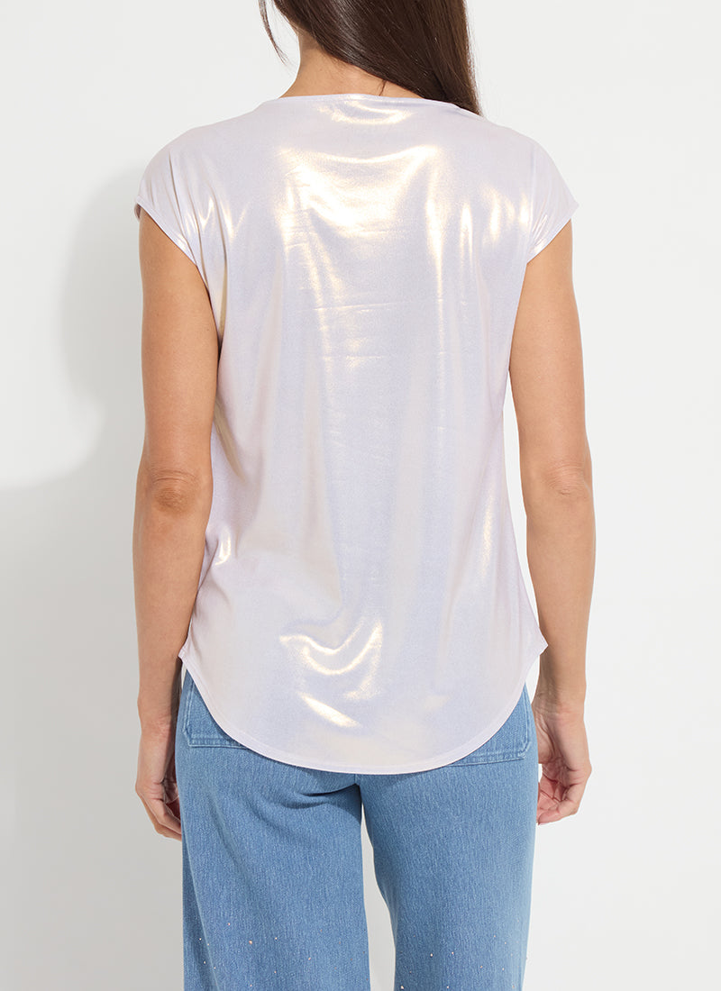 Lysse Lyssentials Metallic Jersey Top White Gold