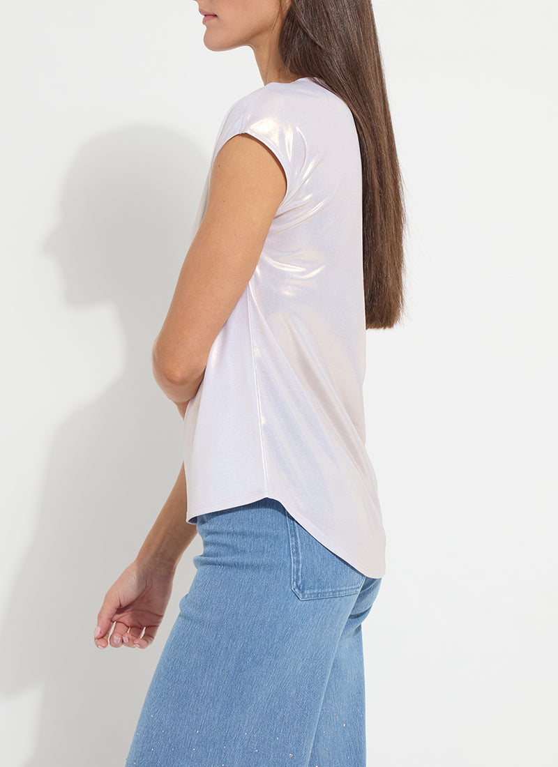 Lysse Lyssentials Metallic Jersey Top White Gold