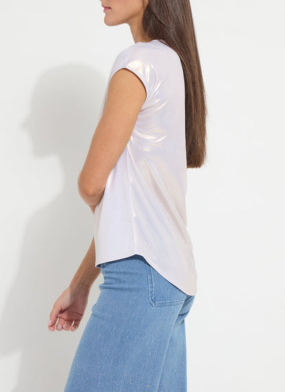 Lysse Lyssentials Metallic Jersey Top White Gold